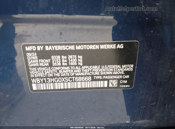 WBY13HG0XSCT68668 2025 BMW OTHER Blue Вид підкапотного простору
