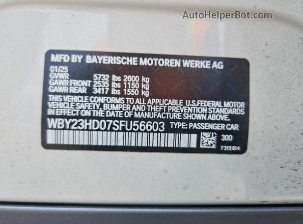 WBY23HD07SFU56603 2025 BMW I4 White Շարժիչի բաժամունքի տեսք