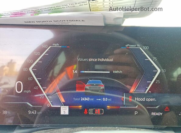 WBY23HD09SFT98932 2025 BMW I4 Gray Instrument cluster view