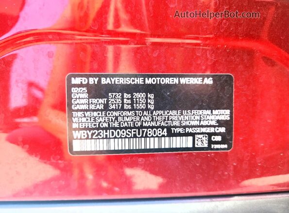 WBY23HD09SFU78084 2025 BMW I4 Red Շարժիչի բաժամունքի տեսք