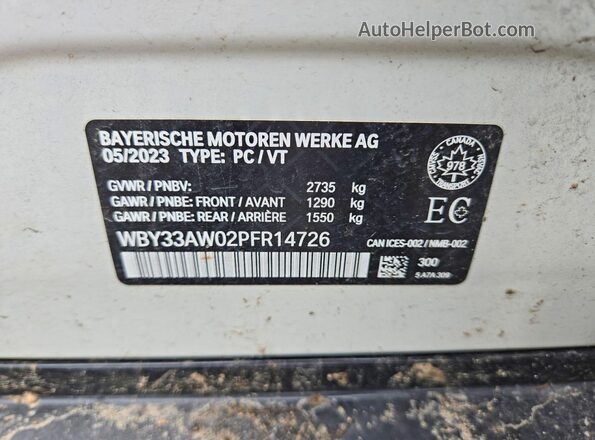 WBY33AW02PFR14726 2023 BMW I4 White ძრავის განყოფილების ხედი
