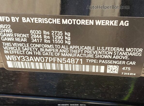 WBY33AW07PFN54871 2023 BMW I4 Black ძრავის განყოფილების ხედი