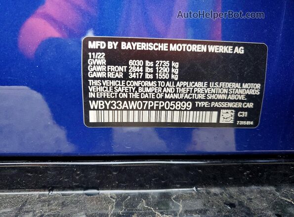 WBY33AW07PFP05899 2023 BMW I4 Blue Շարժիչի բաժամունքի տեսք