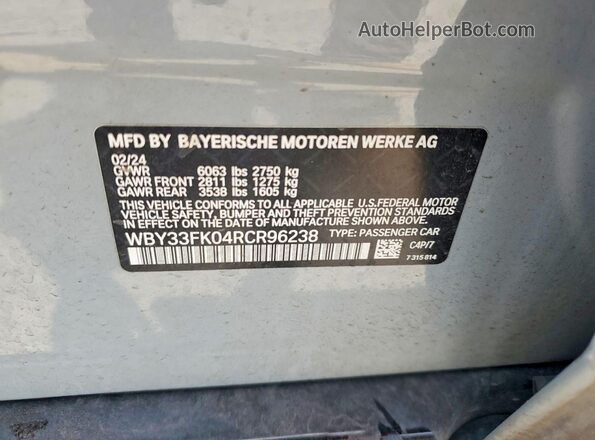 WBY33FK04RCR96238 2024 BMW OTHER White ძრავის განყოფილების ხედი