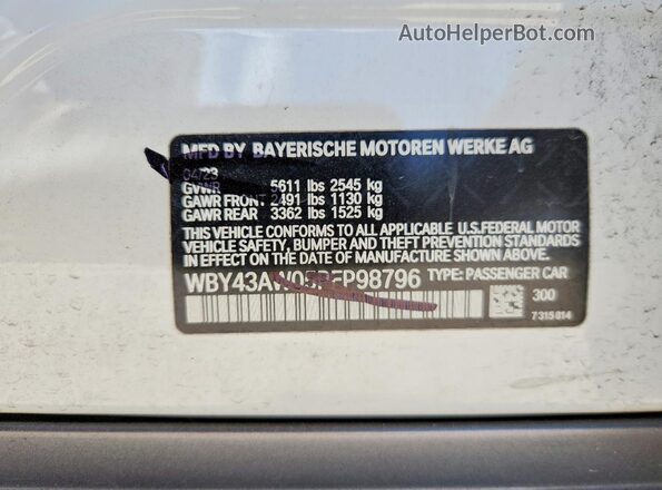 WBY43AW05PFP98796 2023 BMW I4 White Engine compartment view
