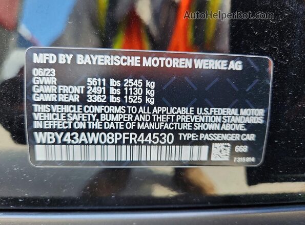 WBY43AW08PFR44530 2023 BMW I4 Black VIN sticker view