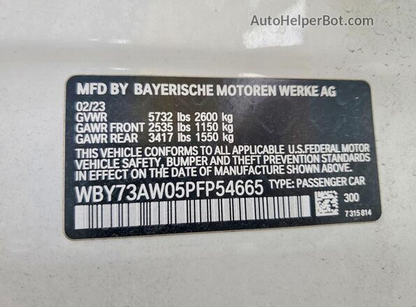 WBY73AW05PFP54665 2023 BMW I4 White Շարժիչի բաժամունքի տեսք