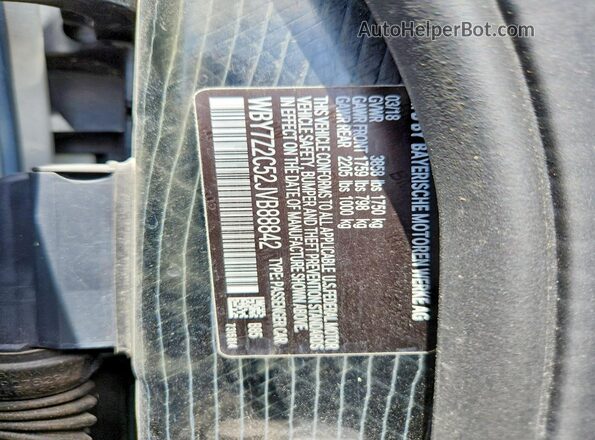 WBY7Z2C52JVB88842 2018 BMW I3 White Вид наклейки з VIN-кодом
