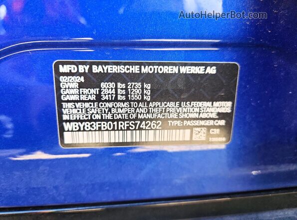 WBY83FB01RFS74262 2024 BMW I4 Синий Вид подкапотного пространства