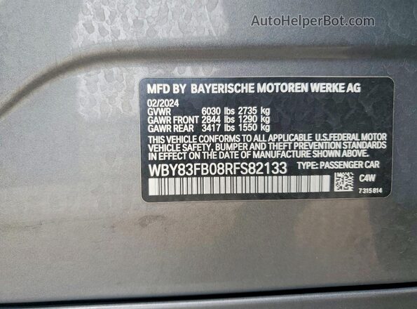 WBY83FB08RFS82133 2024 BMW I4 Gray Շարժիչի բաժամունքի տեսք