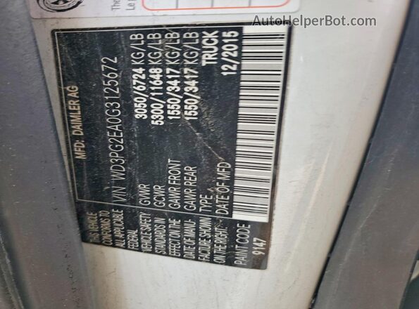 WD3PG2EA0G3125672 2016 MERCEDES-BENZ METRIS White VIN sticker view