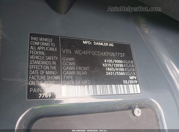 WD4PF0CD6KP087737 2019 MERCEDES-BENZ SPRINTER Синий Вид подкапотного пространства