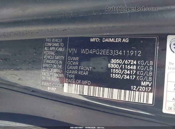 WD4PG2EE3J3411912 2018 MERCEDES-BENZ METRIS Black Вид підкапотного простору