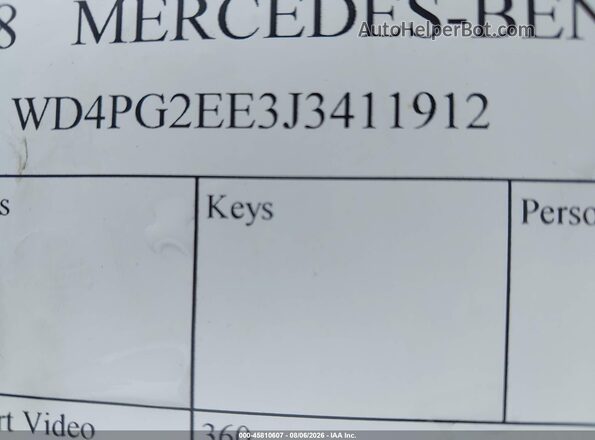 WD4PG2EE3J3411912 2018 MERCEDES-BENZ METRIS Black 