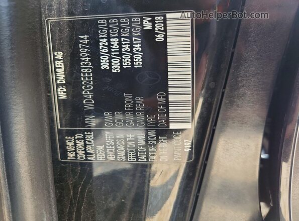 WD4PG2EE8J3499744 2018 MERCEDES-BENZ METRIS Black Widok naklejki z numerem VIN