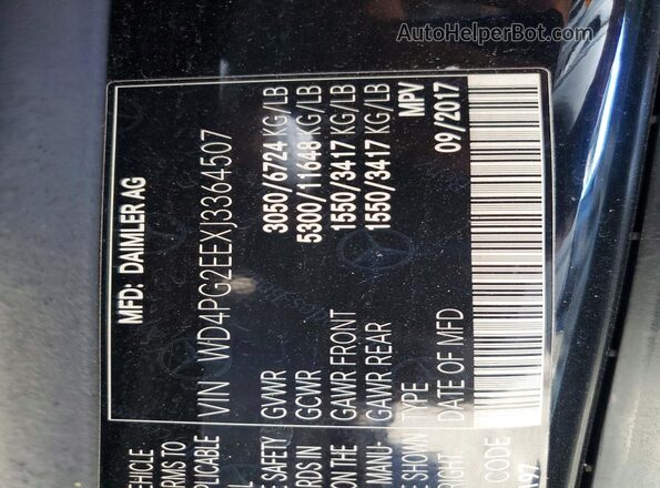 WD4PG2EEXJ3364507 2018 MERCEDES-BENZ METRIS Black Widok naklejki z numerem VIN