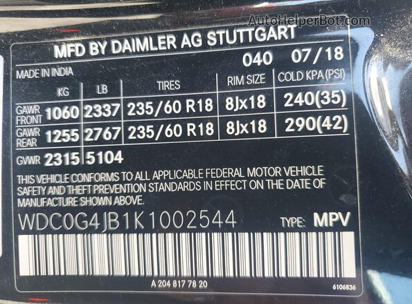 WDC0G4JB1K1002544 2019 MERCEDES-BENZ GLC-CLASS Black 360 interior view