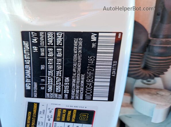WDC0G4JB2HF271485 2017 MERCEDES-BENZ GLC-CLASS White Vista del compartimento del motor