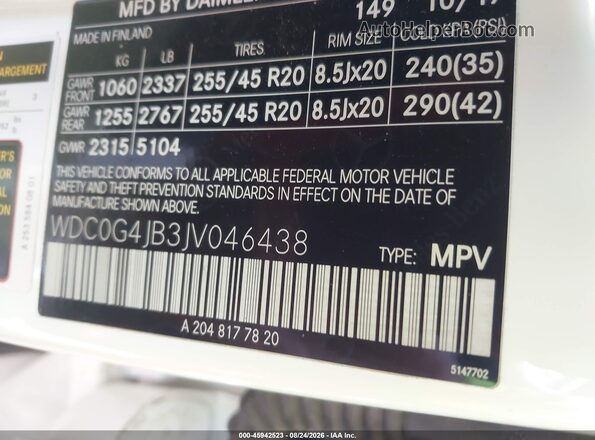 WDC0G4JB3JV046438 2018 MERCEDES-BENZ GLC 300 White Вид підкапотного простору
