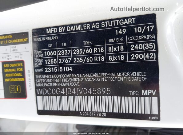 WDC0G4JB4JV045895 2018 MERCEDES-BENZ GLC 300 Белый Вид подкапотного пространства