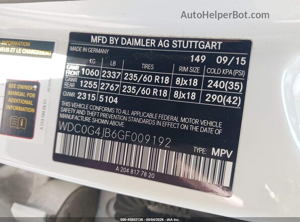 WDC0G4JB6GF009192 2016 MERCEDES-BENZ GLC 300 White Vista frontal