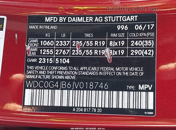 WDC0G4JB6JV018746 2018 MERCEDES-BENZ GLC 300 Red Շարժիչի բաժամունքի տեսք
