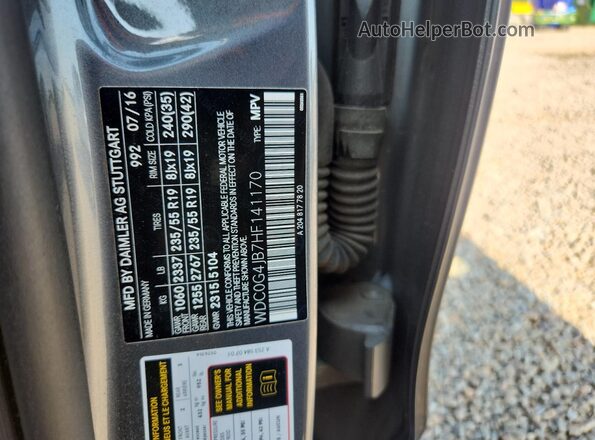 WDC0G4JB7HF141170 2017 MERCEDES-BENZ GLC-CLASS Gray Vista de la etiqueta del VIN