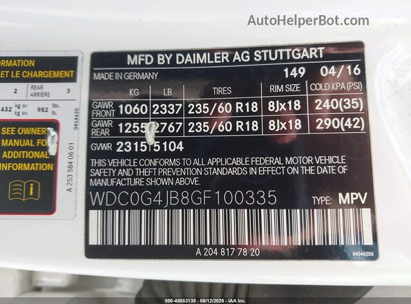 WDC0G4JB8GF100335 2016 MERCEDES-BENZ GLC 300 White Շարժիչի բաժամունքի տեսք