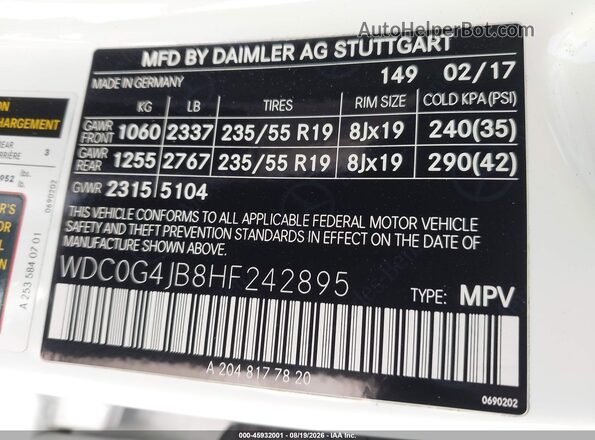 WDC0G4JB8HF242895 2017 MERCEDES-BENZ GLC 300 White Vista del compartimento del motor