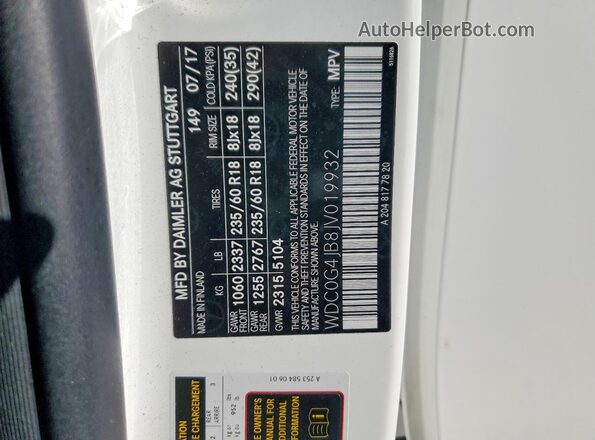 WDC0G4JB8JV019932 2018 MERCEDES-BENZ GLC-CLASS White Widok komory silnika