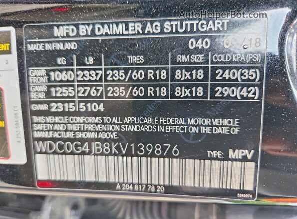 WDC0G4JB8KV139876 2019 MERCEDES-BENZ GLC-CLASS Black Vista interior de 360 grados