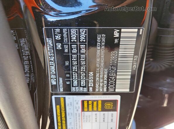 WDC0G4JB9GF102823 2016 MERCEDES-BENZ GLC-CLASS Black Вид наклейки з VIN-кодом