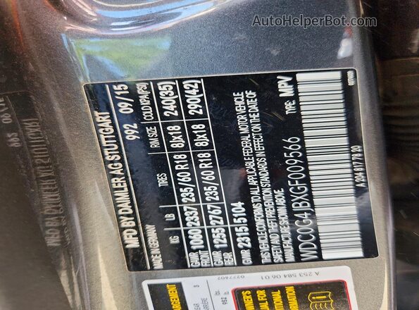 WDC0G4JBXGF009566 2016 MERCEDES-BENZ GLC-CLASS Blue Widok naklejki z numerem VIN