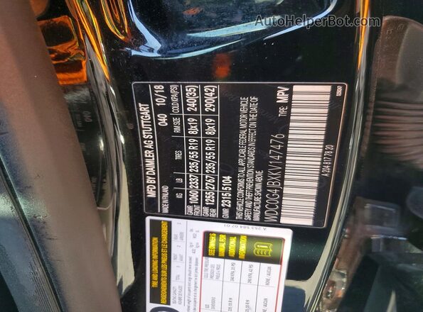 WDC0G4JBXKV147476 2019 MERCEDES-BENZ GLC-CLASS Черный Вид наклейки с VIN-кодом