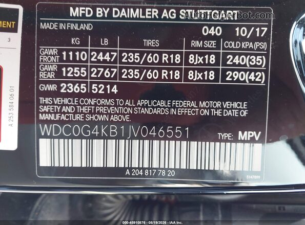 WDC0G4KB1JV046551 2018 MERCEDES-BENZ GLC 300 Черный Вид подкапотного пространства