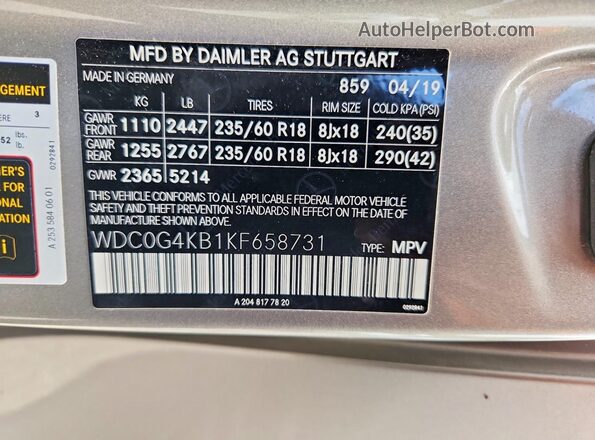 WDC0G4KB1KF658731 2019 MERCEDES-BENZ GLC-CLASS Бежевый Вид подкапотного пространства