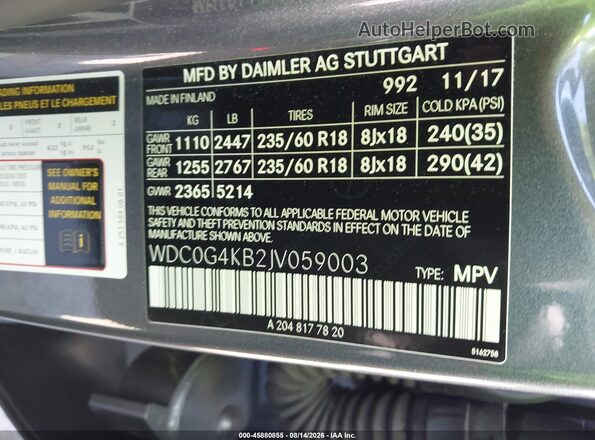 WDC0G4KB2JV059003 2018 MERCEDES-BENZ GLC 300 Серый Вид подкапотного пространства