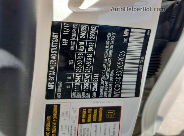 WDC0G4KB3JV059026 2018 MERCEDES-BENZ GLC-CLASS White VIN կոդի պիտակի տեսք