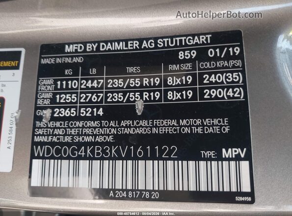 WDC0G4KB3KV161122 2019 MERCEDES-BENZ GLC 300 Silver Vista del compartimento del motor