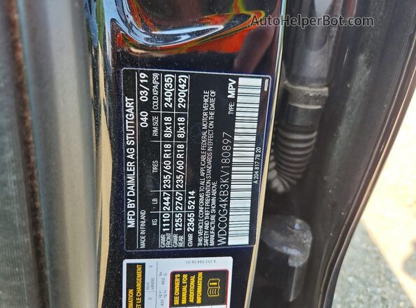 WDC0G4KB3KV180897 2019 MERCEDES-BENZ GLC-CLASS Black Widok naklejki z numerem VIN