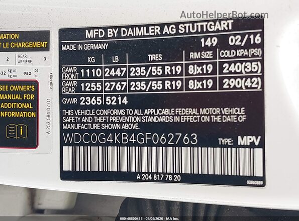 WDC0G4KB4GF062763 2016 MERCEDES-BENZ GLC 300 White Вид підкапотного простору