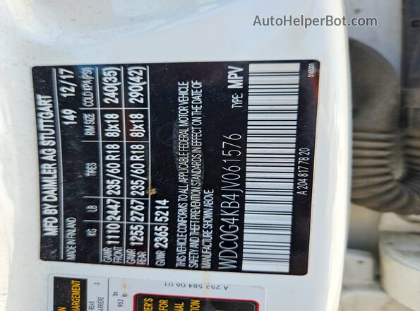 WDC0G4KB4JV061576 2018 MERCEDES-BENZ GLC-CLASS White 360 interior view