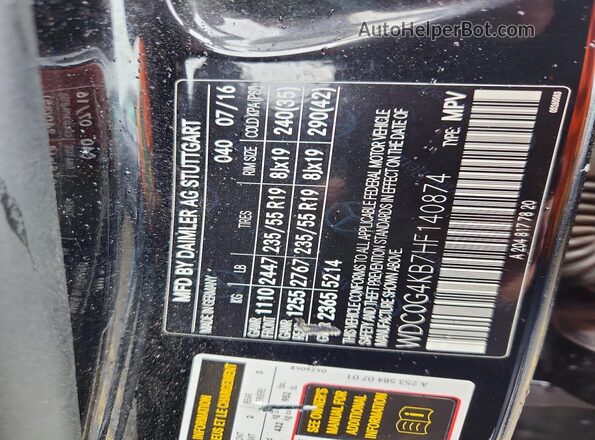 WDC0G4KB7HF140874 2017 MERCEDES-BENZ GLC-CLASS Black Vista de la etiqueta del VIN