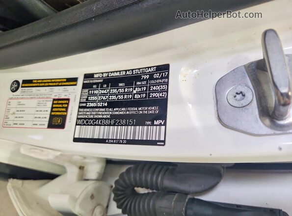 WDC0G4KB8HF238151 2017 MERCEDES-BENZ GLC-CLASS White Widok naklejki z numerem VIN