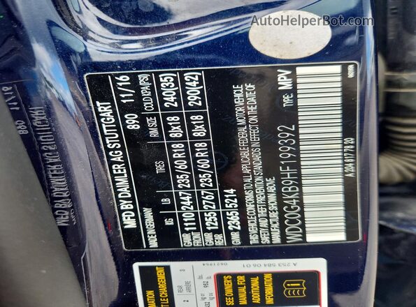 WDC0G4KB9HF199392 2017 MERCEDES-BENZ GLC-CLASS Blue Widok komory silnika