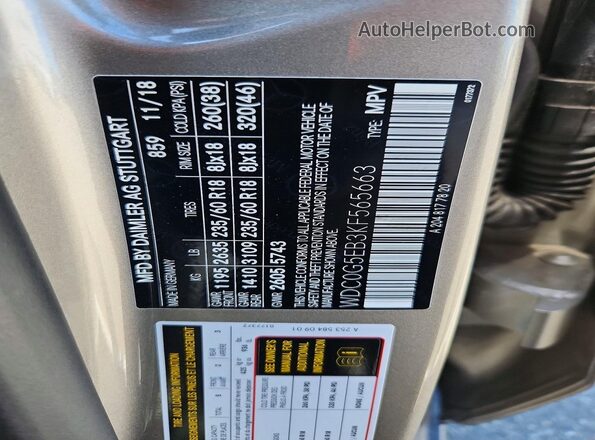 WDC0G5EB3KF565663 2019 MERCEDES-BENZ GLC-CLASS Cream Widok naklejki z numerem VIN