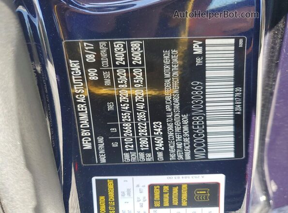 WDC0G6EB8JV030869 2018 MERCEDES-BENZ GLC-CLASS Blue Widok naklejki z numerem VIN