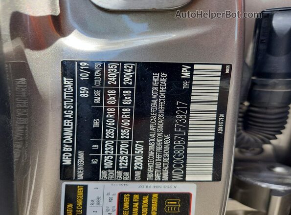 WDC0G8DB7LF738217 2020 MERCEDES-BENZ GLC-CLASS Silver VIN sticker view