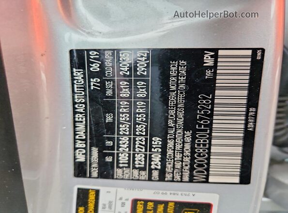 WDC0G8EB0LF675282 2020 MERCEDES-BENZ GLC-CLASS Silver Vista de la etiqueta del VIN