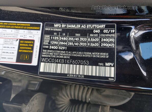 WDC0J4KB1KF607053 2019 MERCEDES-BENZ GLC-CLASS Black 360 interior view